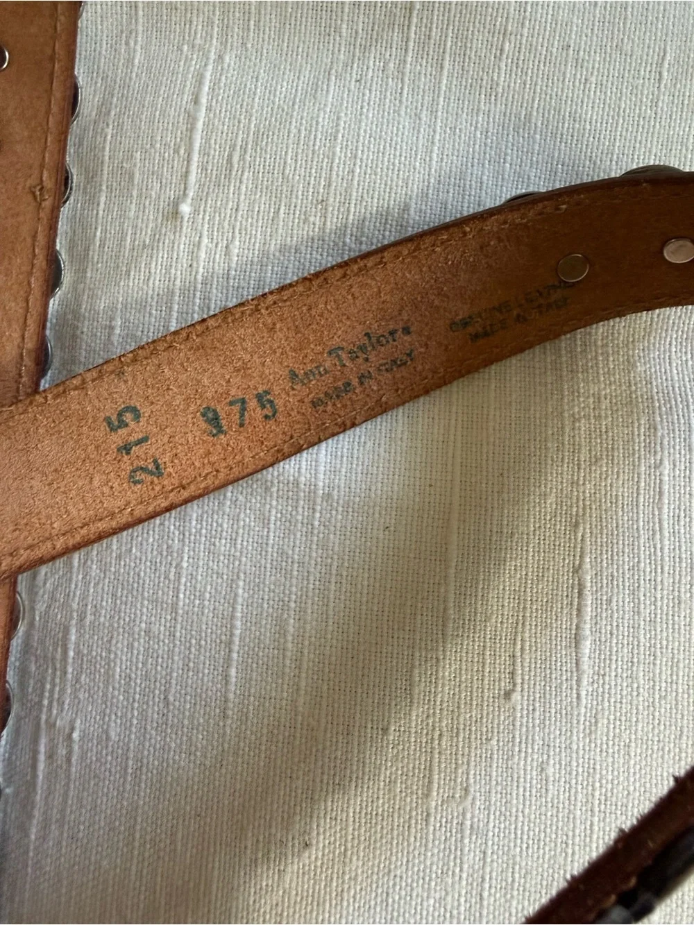 Vintage Ann Taylor silver scale metal bohemian stud belt on brown leather
